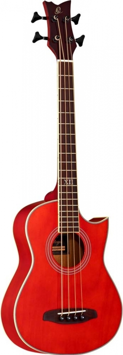 Ortega Guitars D-WALKER-BK Deep Series Extra Short Scale Acoustic Bass with Agathis Top and Body 