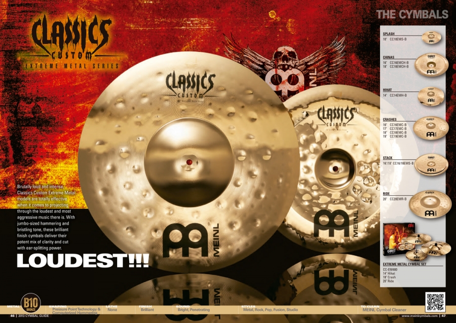 Set Piatti Meinl Classics Custom Extreme Metal - HiHat 14", Crash 18", Ride 20", Bronzo B12 - Foto 6