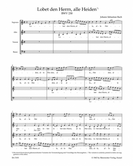 Lobet den Herrn, alle Heiden BWV 230 Bach