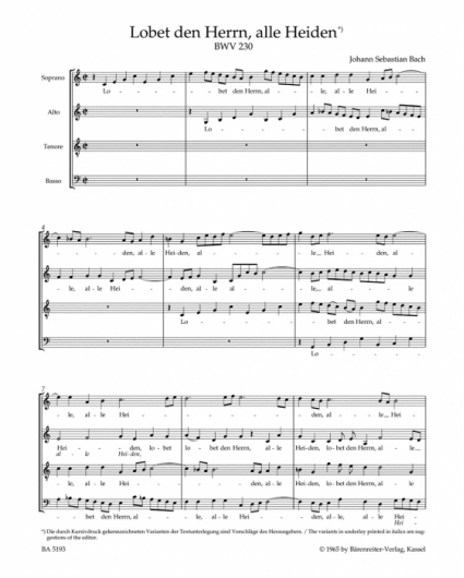 Lobet den Herrn, alle Heiden BWV 230 Bach