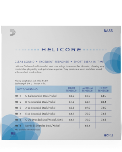 Cuerdas Contrabajo D'addario Helicore H610