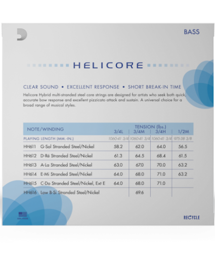 Cuerdas Contrabajo D'addario Helicore Hybrid