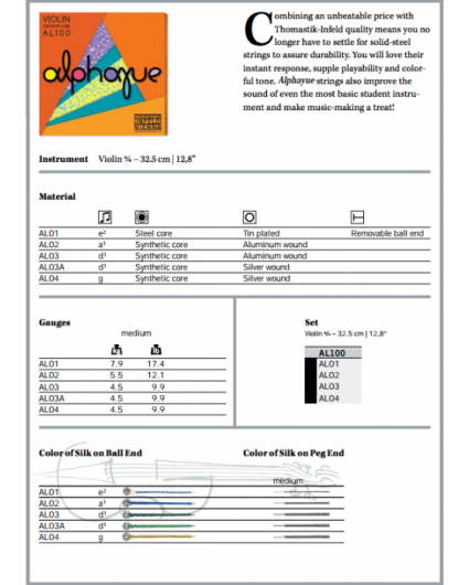 Cuerda Violin Thomastik Alphayue AL01