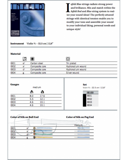Juego Cuerdas Violin Thomastik Infeld Azul IB100
